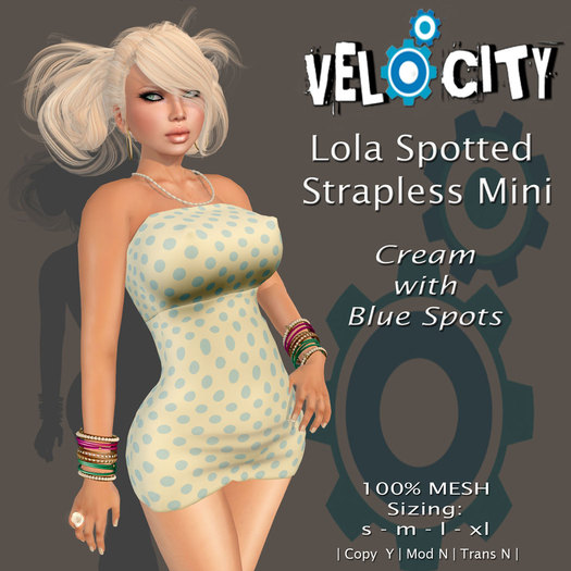 VELOCITY Cream & Blue Lola Mini Dress