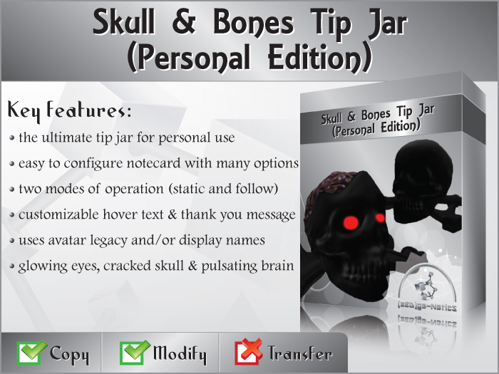 [zED] Skull & Bones Tip Jar (Personal Edition)