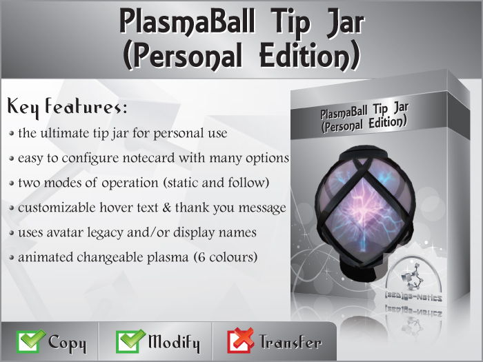 [zED] PlasmaBall Tip Jar (Personal Edition)