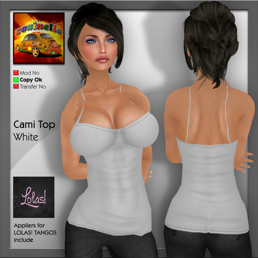 Coxi - White Cami Top with Lolas Tango Applier