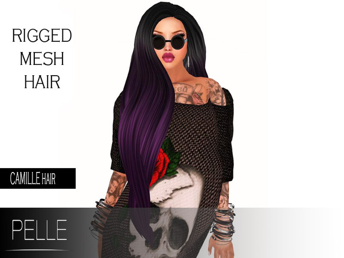 Pelle - CAMILLE 100% RIGGED MESH HAIR BLACK PURPLE