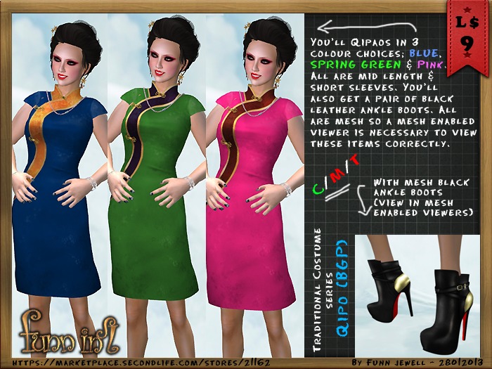 [FISL] Qipao - Blue/Green/Pink