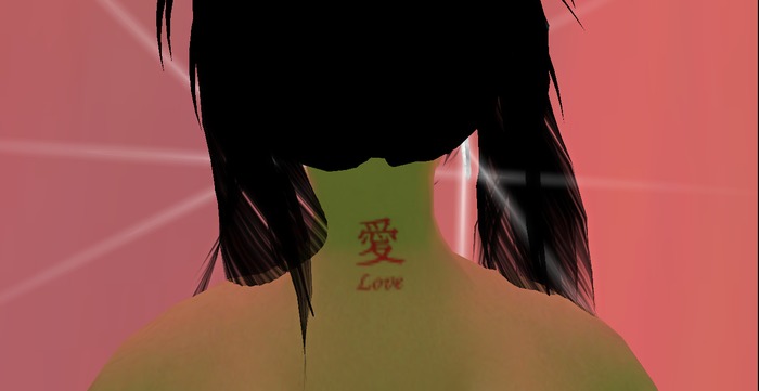 *Stop & Ink* Chinese "Love" Neck Back Tattoo