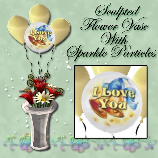 VASE Wedding (I Love You) Red&White Flowers with Sparkle Emitters 