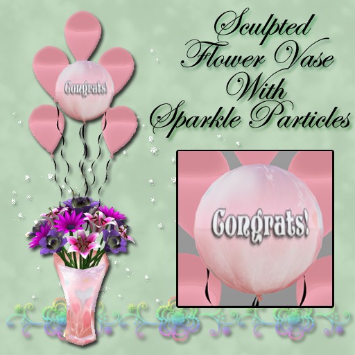 VASE Wedding (Congrats) Purple Flowers with Sparkle Emitters