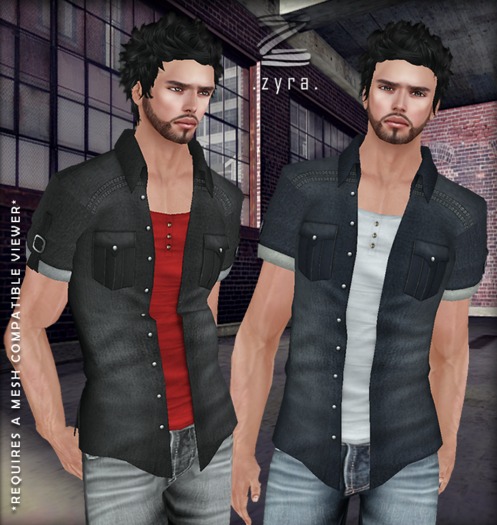 >> Zyra << Mesh - Vito Open Denim Shirt w/ T.Shirt/Men - DEMO