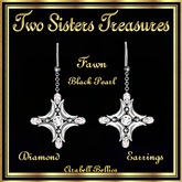 TST - FAWN DIAMOND BLACK PEARL EARRINGS SILVER