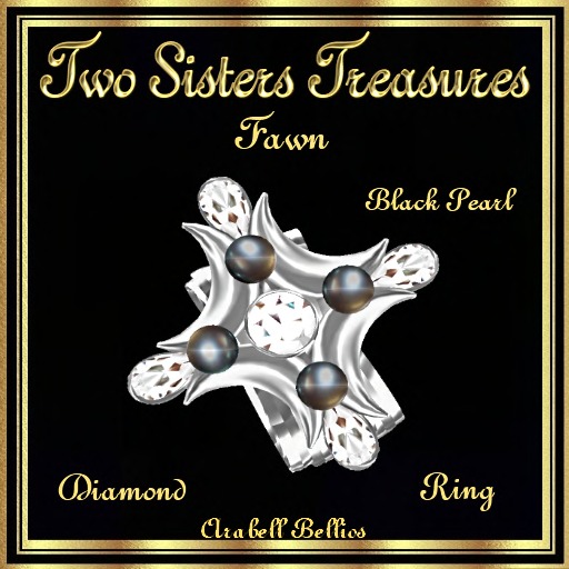 TST - FAWN DIAMOND BLACK PEARL RING SILVER
