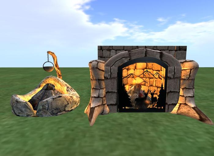 Fireplace and campfire set