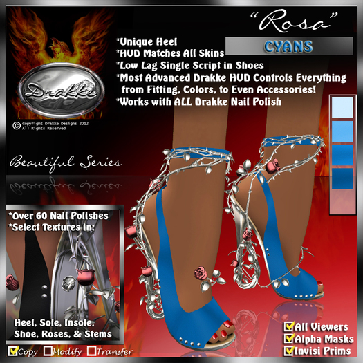 !Drakke! "Rosa" Stilettos (Cyans)