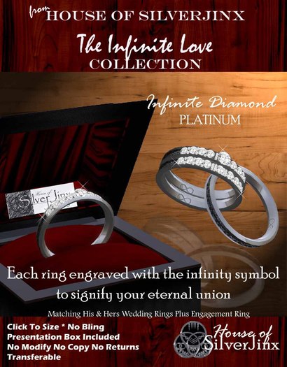 SilverJinx Infinite Diamond Platinum Wedding Rings