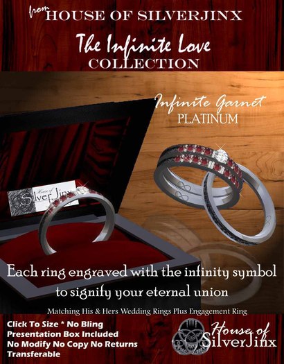 SilverJinx Infinite Garnate Platinum Wedding Rings