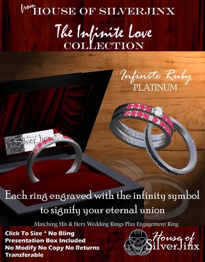 SilverJinx Infinite Ruby Platinum Wedding Rings