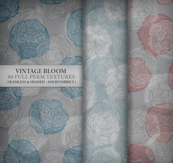 Vintage Bloom { 80 seamless & shaded fabric textures }