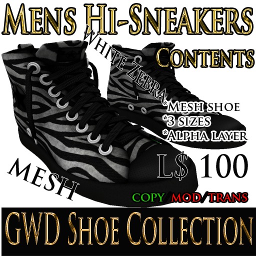 GWD Mesh Sneakers.  Zebra White
