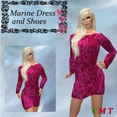 Marine PinkHybiscus Mesh_Off Shoulder Mini Slim