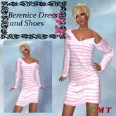 Marina Vichy Rose Mesh_Short Sweater Dress Off shoulder