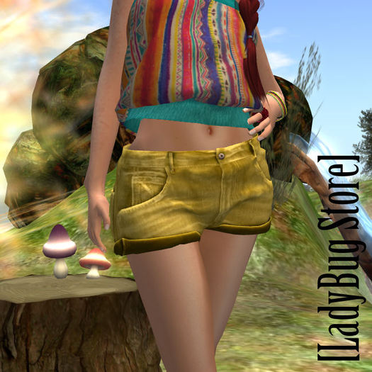 [LadyBug Store] Shorts Yellow Mango Mesh