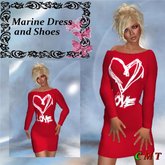 Marine Red love Mesh_Off Shoulder Mini Slim 