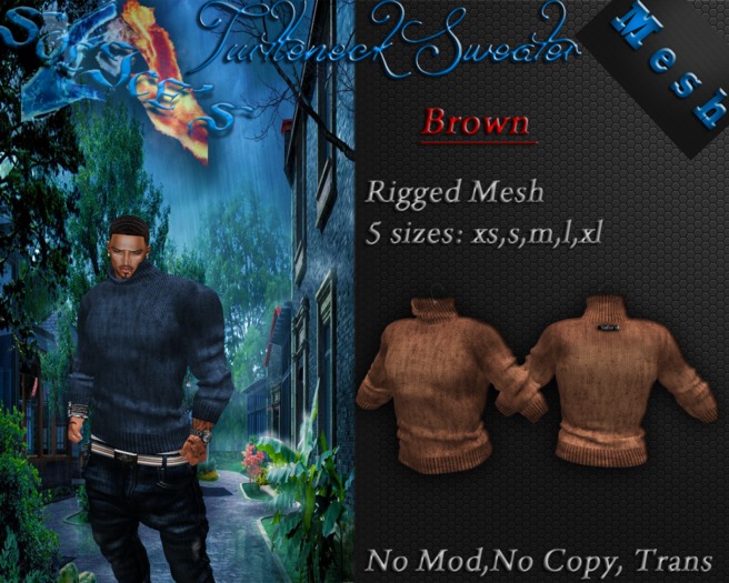 *SoL!ce's* Mesh Turtleneck Sweater Brown