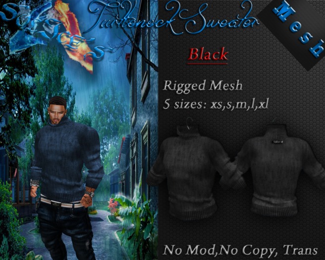 *SoL!ce's* Mesh Turtleneck Sweater Black