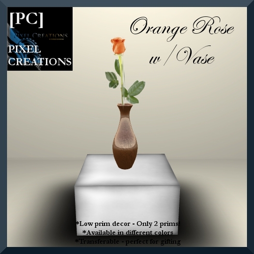 [PC] ORANGE ROSE W/VASE (Boxed)