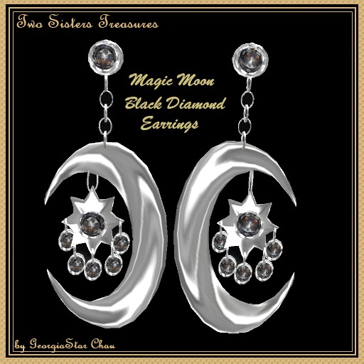 TST Magic Moon Black Earrings