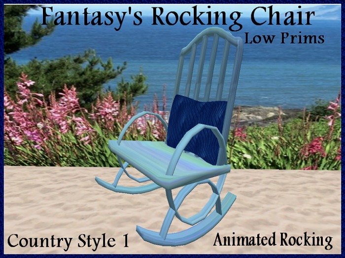 *Fantasy's_Rocking Chair -  Blue Country Style  -w- Animated Rocking  + **Low Prim**
