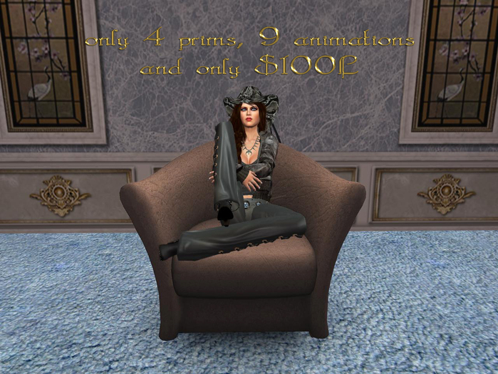 Falconvale Designs - 9 anim lounge chair (brown leather)[copy]