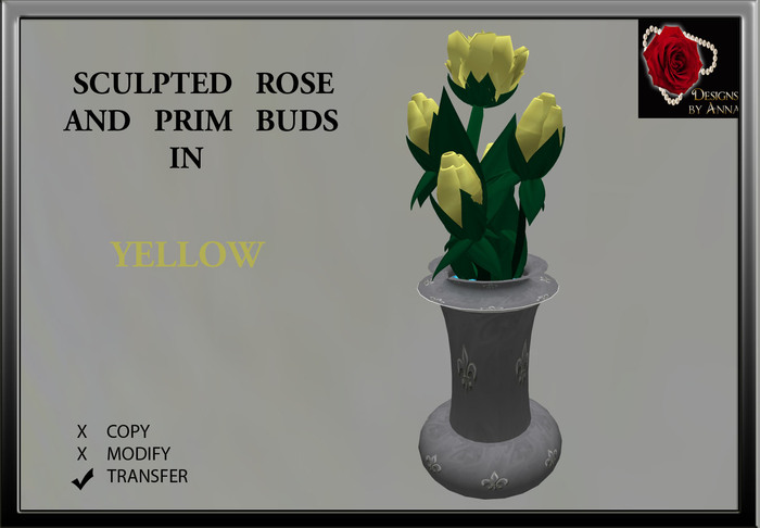 *DBA SCULPTED ROSE WITH THORNS IN YELLOW