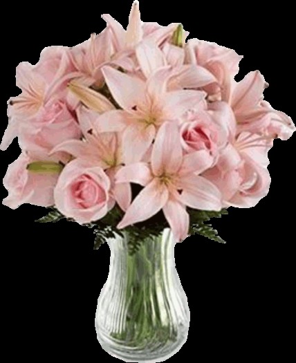 VALENTINES PERFECT IN PINK LILIES AND ROSES BOUQUET