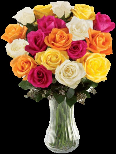 BOUQUET OF MULTI COLORED ROSES
