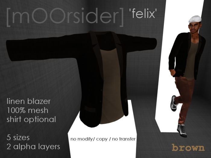[Moorsider] - 'Felix' brown linen blazer with & without shirt
