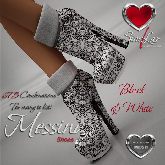 Similar Messina Shoes Black & White Floral 