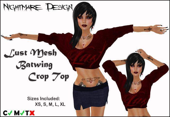Batwing Crop Top Lust