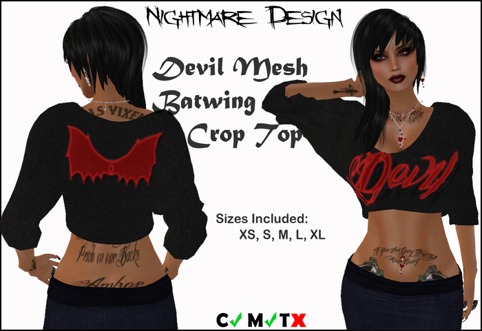 Batwing Crop Top Devil