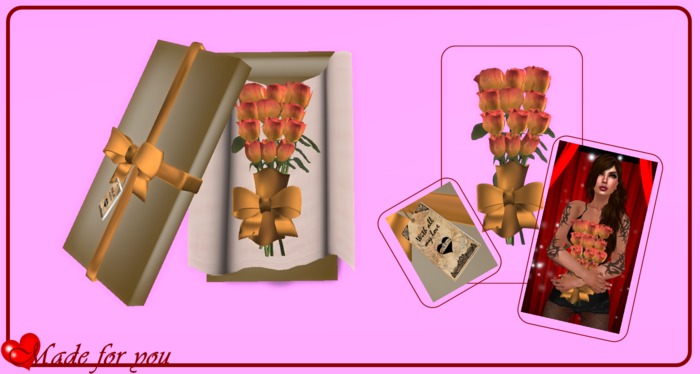 12 Peach Roses With Love