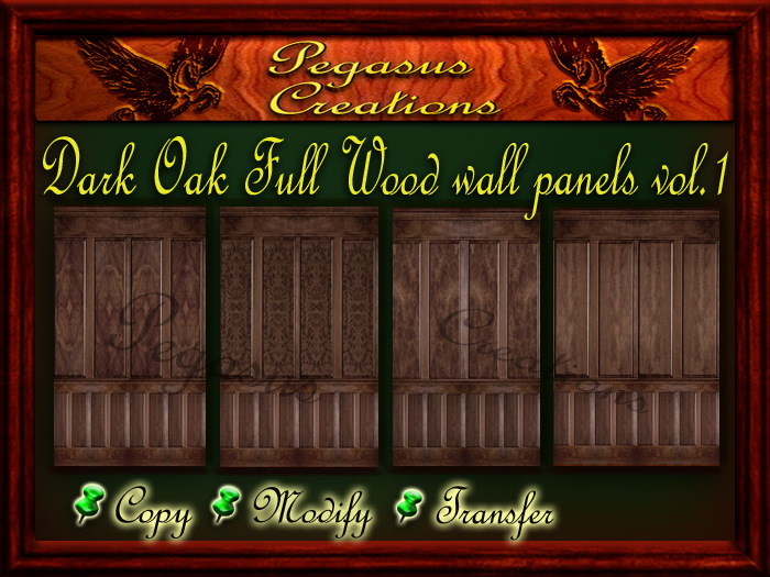 Dark Oak Carved Wainscoting Full Wood top panel VOL. 1