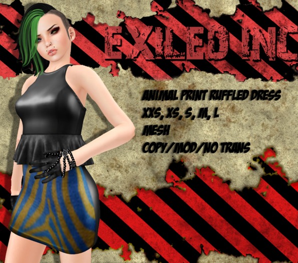 [Exiled Inc.] Ruffled dress zebra Mesh