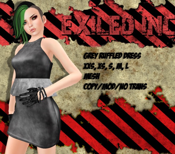 [Exiled Inc.] Ruffled dress grey ruffles