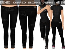 DEMO Cuffed Skinny Jeans Black - Mesh