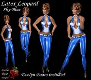 S.R.D. LATEX SKY BLUE LEOPARD TOP - PANTS & EVELYN BOOTS