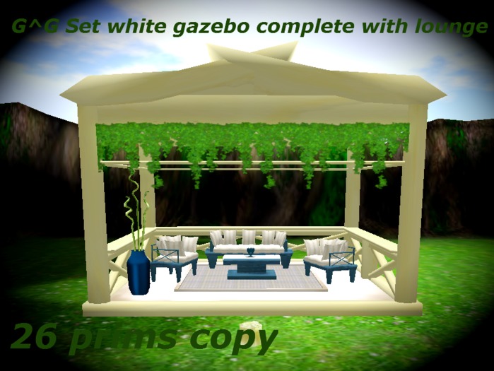 G^G Set white gazebo complete with lounge 1