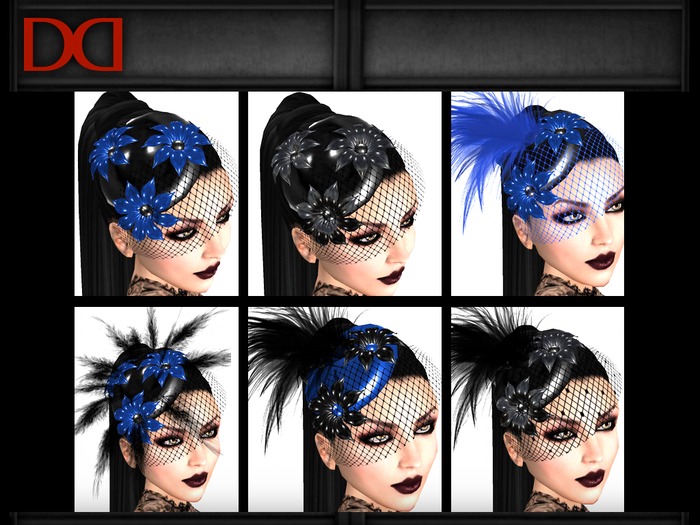 Dex Designs- Latex cocktail hats set 1- navy blue (boxed)