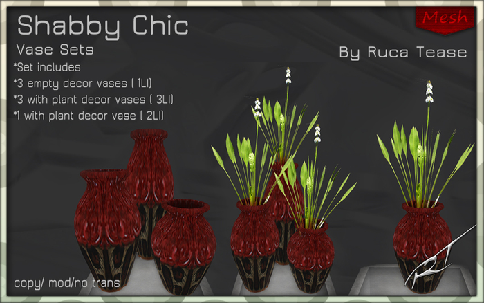 RT Shabby Chic Vase set 1