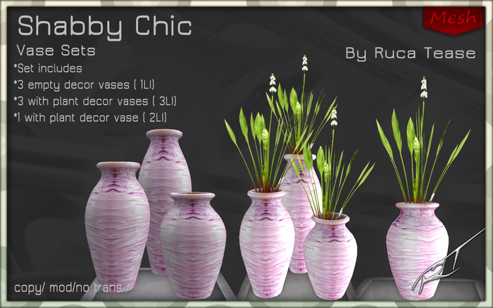 RT Shabby Chic Vase set 1