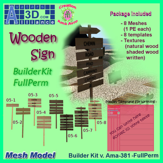 Wooden Sign 05 Written (mesh) BuilderKit-381-Alliance