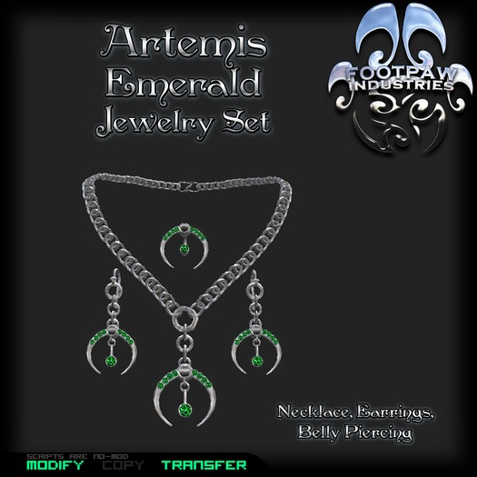 [FPI] Artemis Set Emerald - Necklace, Earrings, Belly Piercing - Jewelry Set