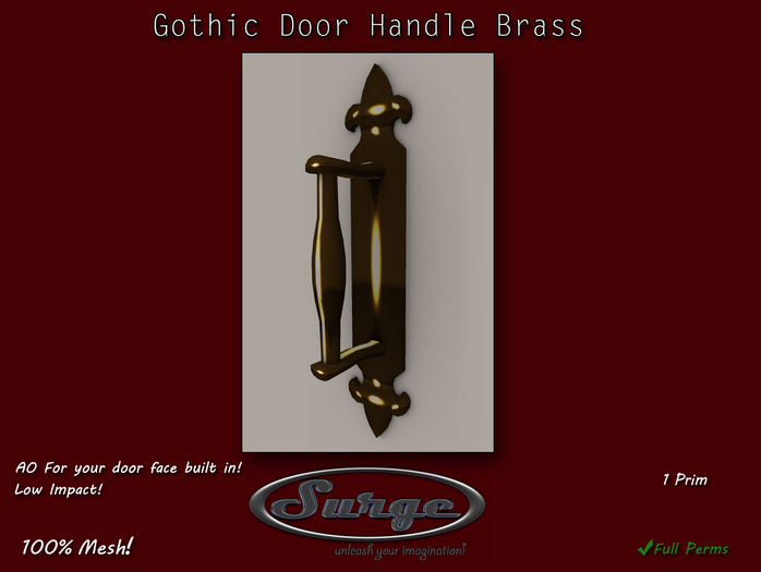 Gothic Style Door Handle Brass