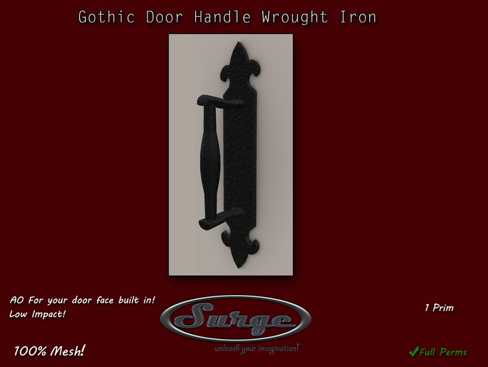 Gothic Style Door Handle Wrought Iron